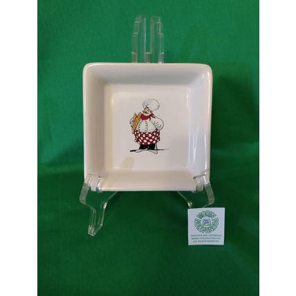 8 PIECE SET PORCELAIN TASTING or DIPPING SET RED CHECKERBOARD CHEF MOTIF