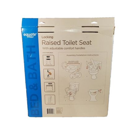 Equate FG31F044T Locking Raised Toilet Seat with Adjustable Handles, White