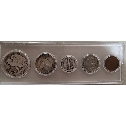 1927 San Francisco & Philadelphia 5 Coin Mint Set 90% Silver Coin