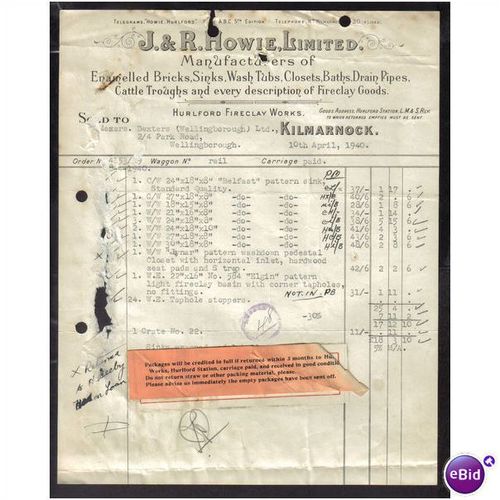 J & R HOWIE LTD KILMARNOCK ,SCOTLAND, 10APR1940