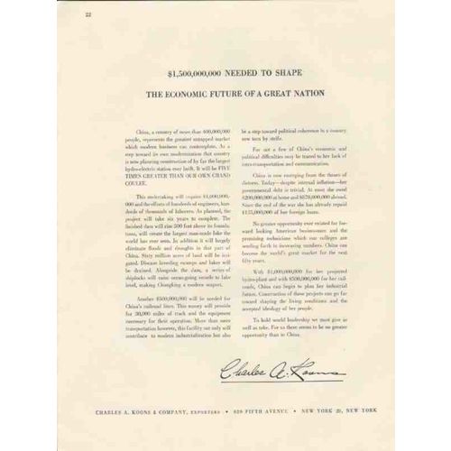 charles a koons inc 1947 shape economic future great nation vintage ad