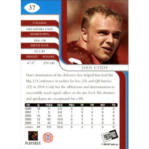2005 Press Pass SE Dan Cody #37