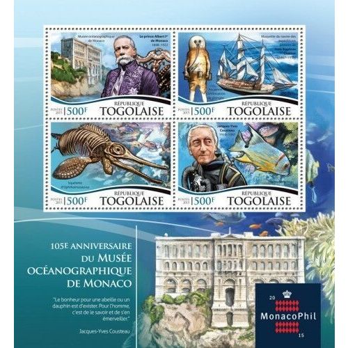 TOGO 2015 SHEET MNH MUSEUM OF MONACO JACQUES COUSTEAU 3