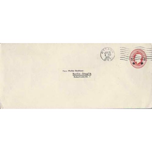 Canada #EN44 Postal Sta. USED 1935 Ottawa to Germany Admiral