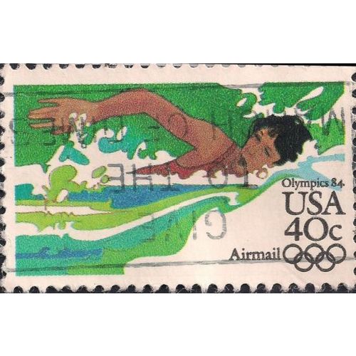 USA, OLYMPICS, Los Angeles, Swimming, green 1983, 40c