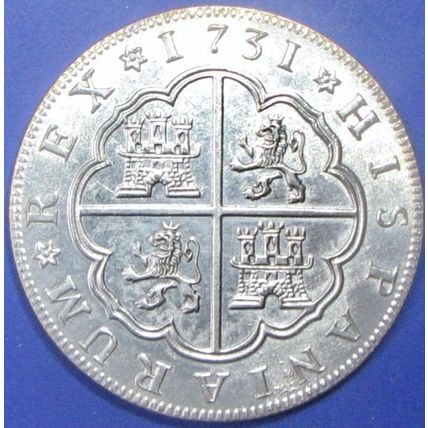 1731 8 Reales, Spain. Challenge Coin, Souvenir. REPLICA. 67a.