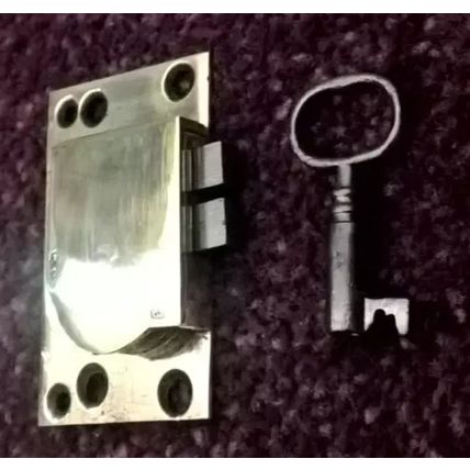 Antique Georgian Cupboard Cabinet Lock Brass Steel 1 Has 1 Key LEFT HANDED L0CK