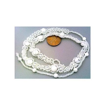 White Howlite Beaded Daisy Chain Gemstone Choker Necklace