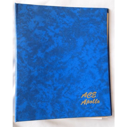 ACE Apollo 2 ring binder with about 80 assorted stamps in