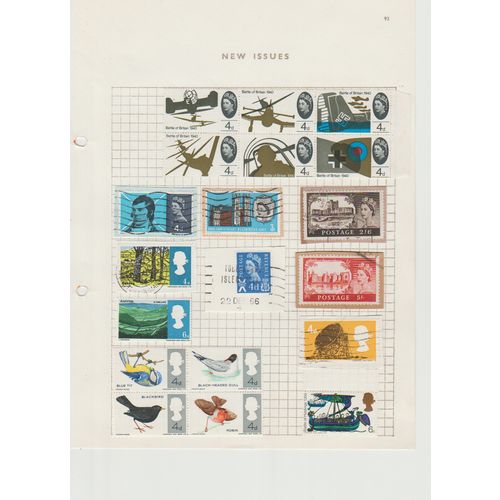 Great Britain 19 early QE on album page with mint 1066 Birds & Battle of Britain