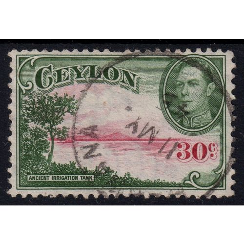 Ceylon Sg393 30c Carmine & Green wmk sideways fine used (G211)