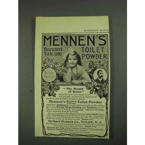 1908 Mennen's Borated Talcum Toilet Powder Ad - Roses