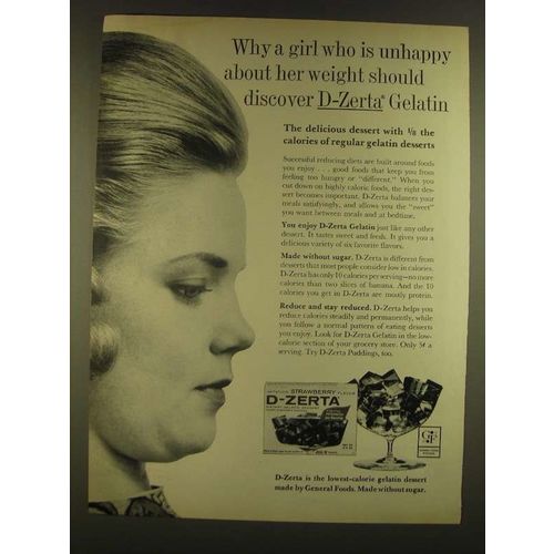 1963 D-Zerta Gelatin Ad - Why a girl who is unhappy about her weight