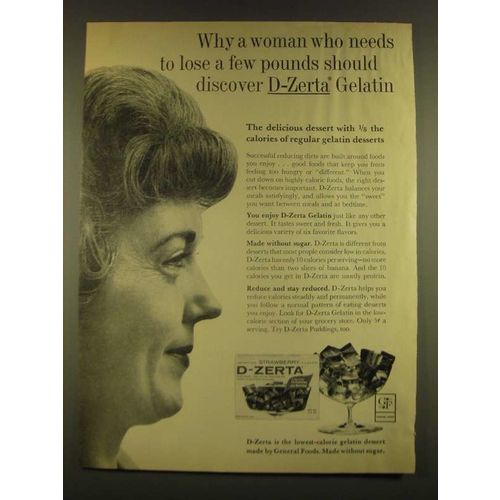 1963 D-Zerta Gelatin Ad - Why a woman who needs to lose a few pounds