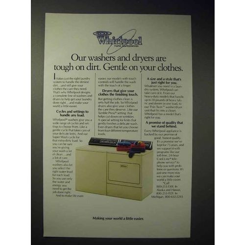 1986 Whirlpool Washer and Dryer Ad - Tough on Dirt