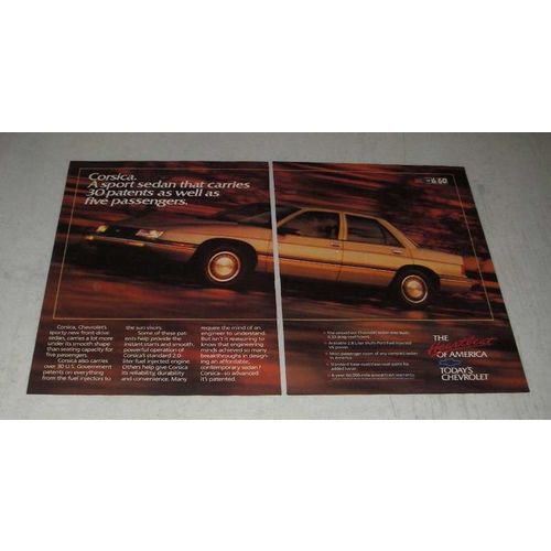 1988 Chevrolet Corsica Car Ad - Carries 30 Patents as Well As Five Passengers