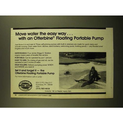 1988 Otterbine Floating Portable Pump Ad - Move Water the Easy Way