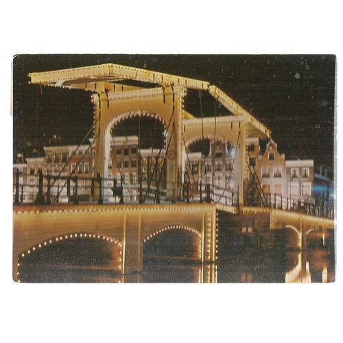 SKINNY BRIDGE OVER HE AMSTEL, AMSTERDAM, HOLLAND .1982 used vintage postcard =