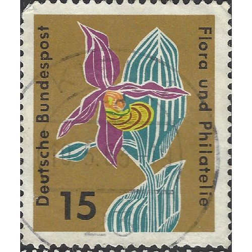 GERMANY, FLOWER, Cypripedioide, brown 1963, 15pf, #2