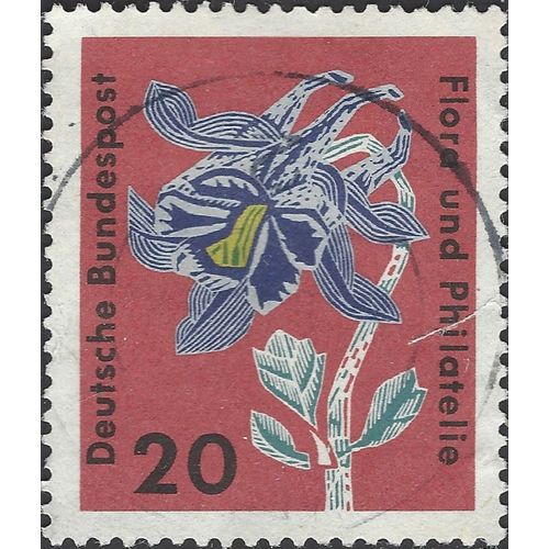 GERMANY, FLOWER, Aquilegia caerulea, violet-red 1963, 20pf, #2