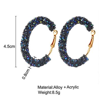 Punk Rock Big Crystal Earrings - Black with Blue
