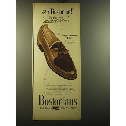 1950 Bostonians Shoes Ad - It's a Bostonian! The shoe with stretchable leather