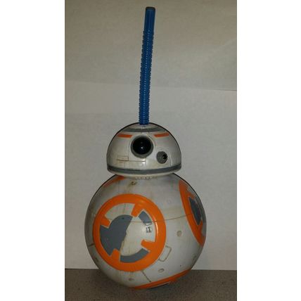 DISNEYLAND STAR WARS BB 8 ROBOT SHAPED MUG DRINK HOLDER W/ LID & STRAW~NEW
