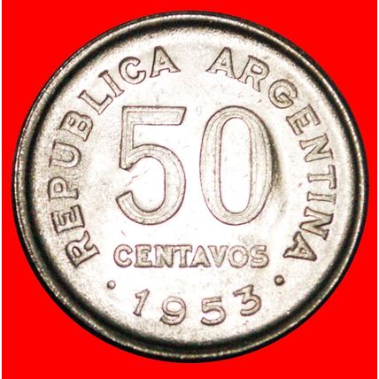 SAN MARTIN (1778-1850): ARGENTINA ★ 50 CENTAVOS 1953! LOW START ★ NO RESERVE!