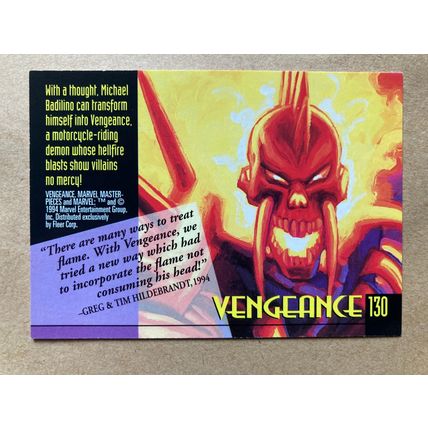 Marvel Masterpieces 1994 Base trading Card # 130 Vengeance (B) Fleer