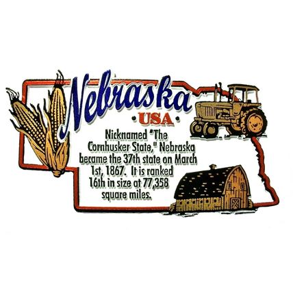 Nebraska The Cornhusker State Outline Montage Fridge Magnet