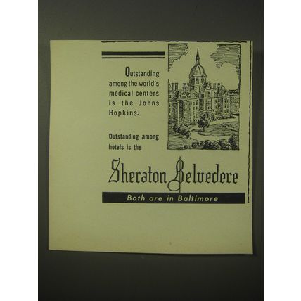 1948 Sheraton Belvedere Hotel Ad - Outstanding among world's medical centers