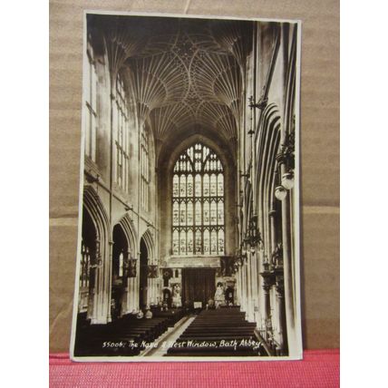 THE NAVE, BATH ABBEY, SOMERSET used vintage postcard 1959 pm =