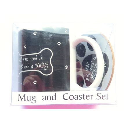 Dog Mug & Coaster Set - All You Need is Love and a Dog 9.5 CM