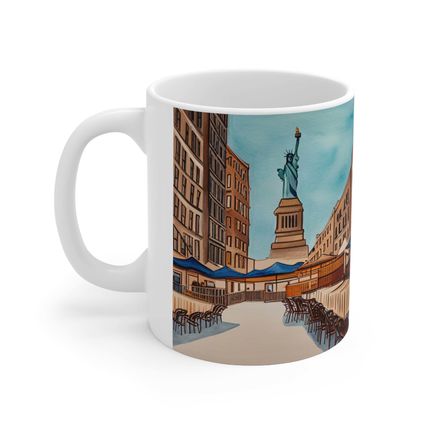 At the Cafe Statue of Liberty New York #13 Mug Ceramic Coffee Mug 11oz