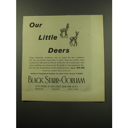 1959 Black Starr & Gorham Jewelry Advertisement - Our little deers