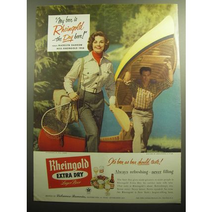 1958 Rheingold Beer Ad - My beer is Rheingold - Canoes