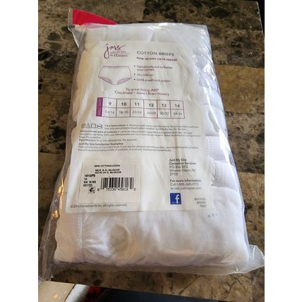 Just My Size Women's 100%Cotton Brief Panties White 5-Pack Size 13, 30/32 Dress