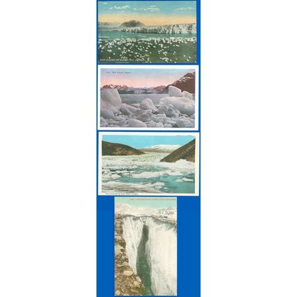 Vintage LOT/4 ALASKA Picture Postcards, Muir (Glacier Bay) & Taku Inlet Glacier!