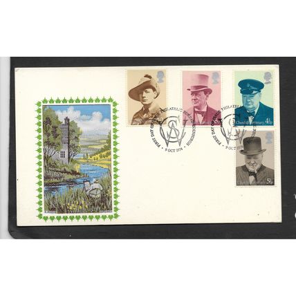 GREAT BRITAIN 1974 WINSTON CHURCHILL WOVEN SILK PICTURE FIRST DAY COVER#