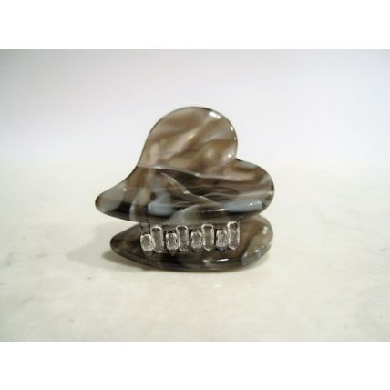 Small mini clear brown black white gray marbled hair claw clip