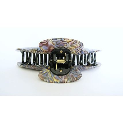 Long large abalone sea shell effect purple blue gold hair claw clip