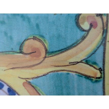 Vintage Duca Di Camastra Terra Cotta Sun Art Tile Hand Painted Italy Signed