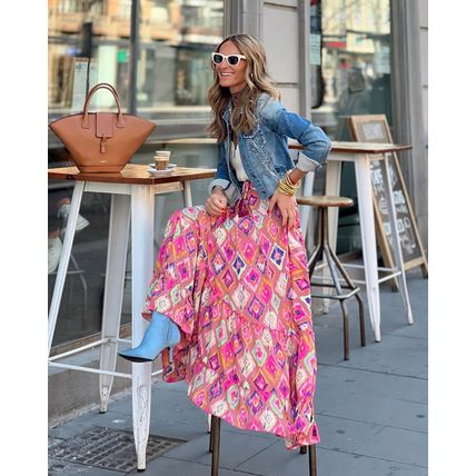 Fashionable Summer, Women's Printed, Long Skirt, Ruffled