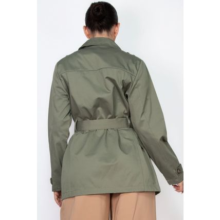 Double-breasted Notch Belted Coat