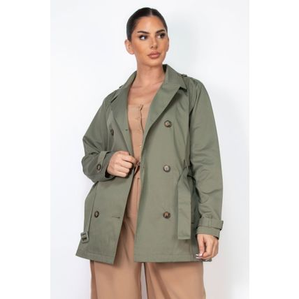 Double-breasted Notch Belted Coat