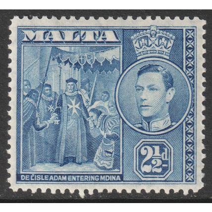 Malta Scott 196 - SG222, 1938 George VI 2.1/2d Blue MH*