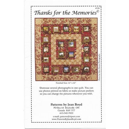 Jean Boyd Patterns #330 Thanks for the Memories Pictures Wall Quilt 41x41” ©2008