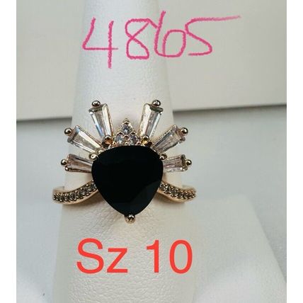 Ring Bomb Party Sz10 RBP Black Onyx Gem Rose Gold P Band Costume Jewelry