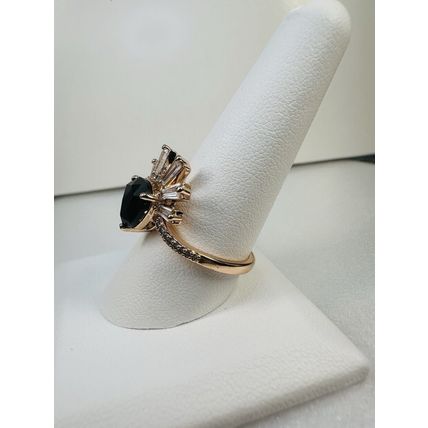Ring Bomb Party Sz10 RBP Black Onyx Gem Rose Gold P Band Costume Jewelry
