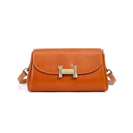 Women's Genuine Leather Tote Shoulder Handbag Orange